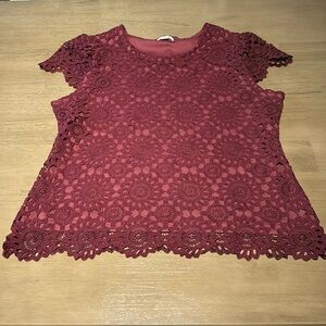 Ultra Pink Ladies Large Maroon 2 Layer Blouse/Top